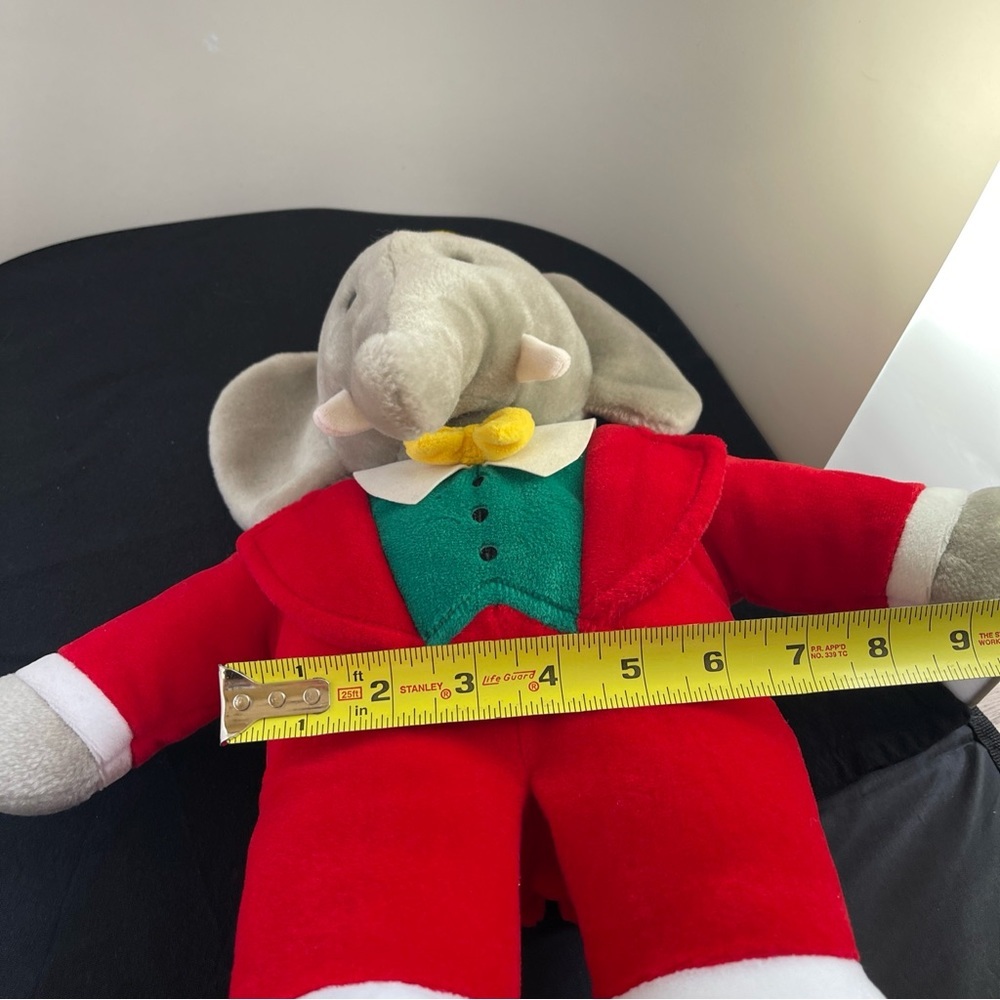 Gund Babar the Elephant Plush 1988 Macy’s 14” Red Suit Vintage Xmas - Picture 8 of 10